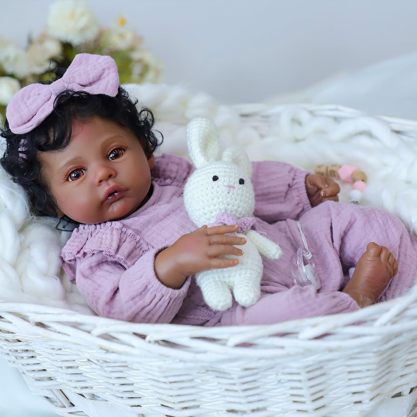 WOOROY Realistic Reborn Baby Dolls Black Girl – 18 Inch African American Newborn Doll, Lifelike Real Life Handcrafted Soft Cloth Body with Accessories Gift Set for Kids Age 3+