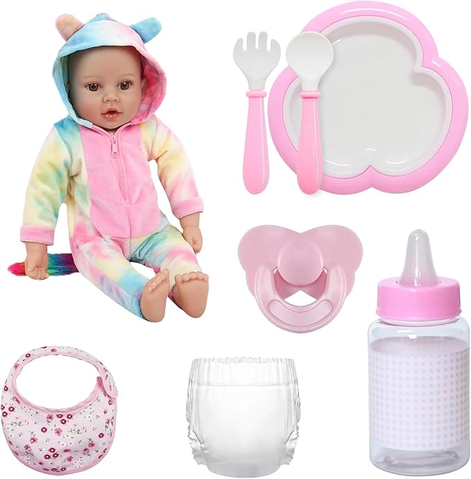 Lifelike Baby Dolls Girl, 18 inch Large Realistic Sweet Soft Body Baby Doll Real Life Baby Dolls Girl, with Accessories Gift for Kids Age 3 4 5 6 7 8+