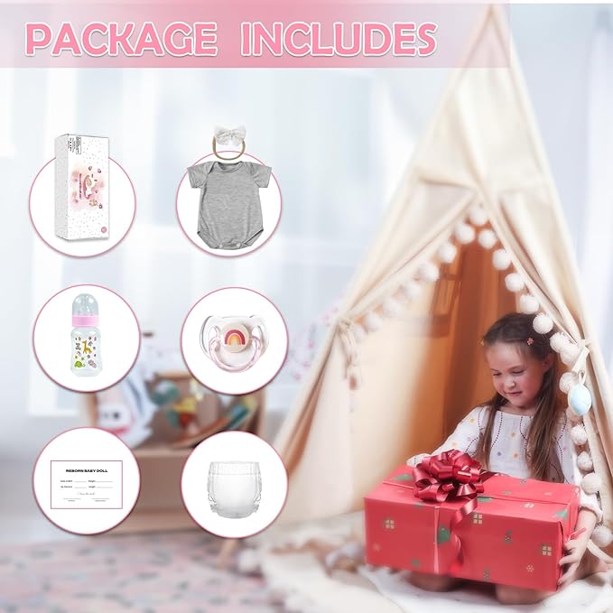 WOOROY Realistic Reborn Baby Dolls - 20 Inch Lifelike Newborn Baby Girl with Full Vinyl Body, Real Life Baby Doll Gifts Toy Set with Accessories for Kids Age 3+
