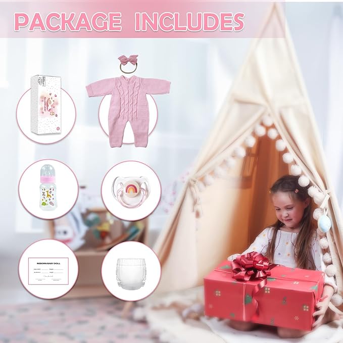 WOOROY Realistic Reborn Baby Dolls – 18-Inch Real Life Sleeping Newborn Girl, Lifelike Doll with Weighted Soft Body, Handmade Gift Toy with Accessories for Kids Age 3+