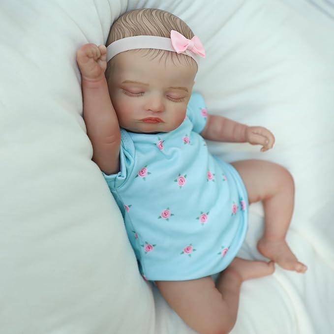 Realistic Reborn Baby Dolls - 18 inch Rosalie Newborn Baby Sleeping Girl, Cloth Body Poseable Real Life Baby Dolls Birthday Gift for Kids Age 3+…