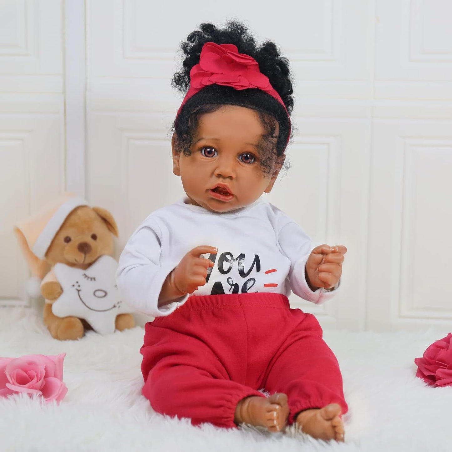 WOOROY Realistic Reborn Baby Doll Black Girl – 20 Inch Lifelike Real Life African American Newborn Doll with Soft Body Gift Set for Kids Age 3+