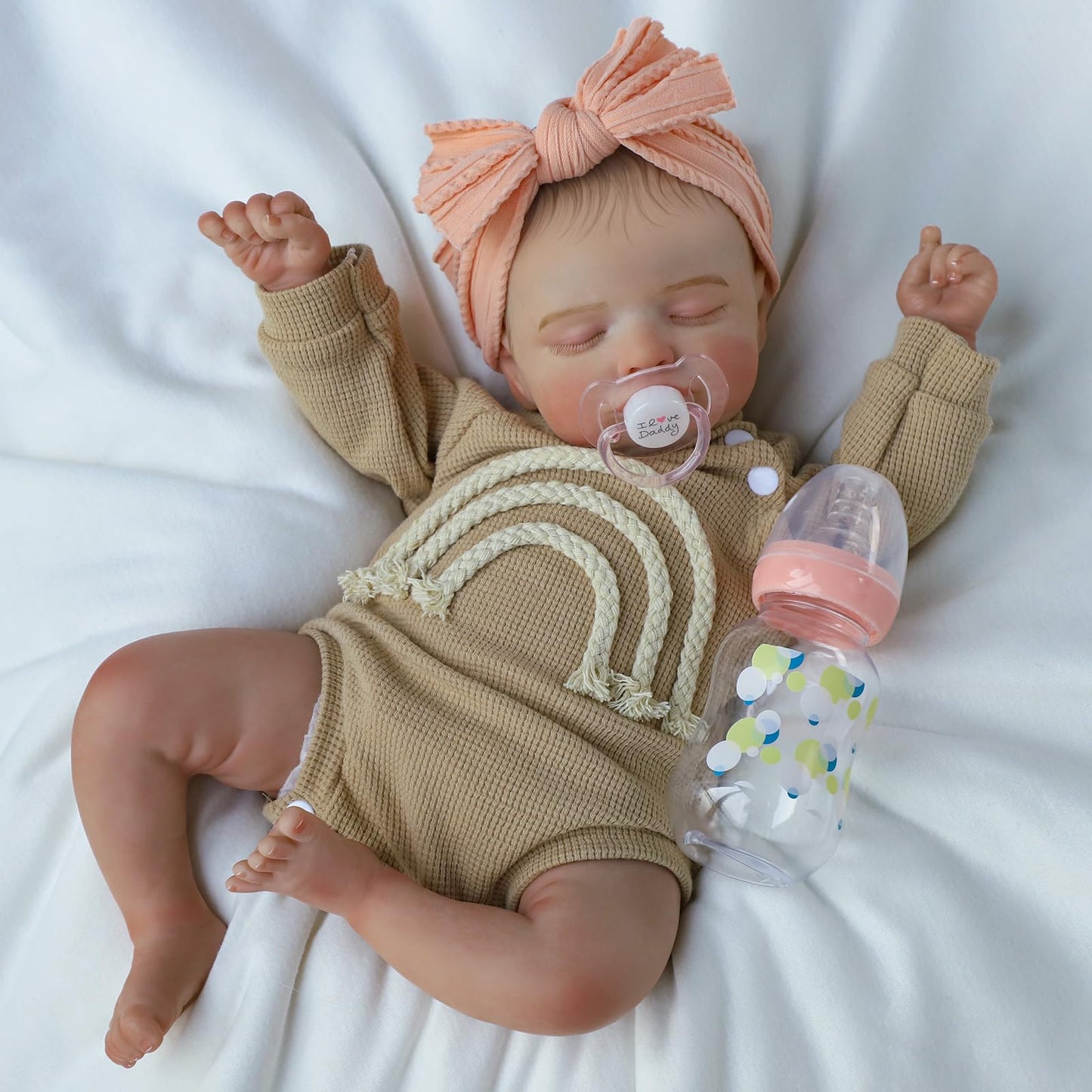 Lifelike Reborn Baby Dolls-20 inch Sleeping Realistic Newborn Baby Dolls, Soft Cloth Body with Feeding Toy for Kids Age 3 +
