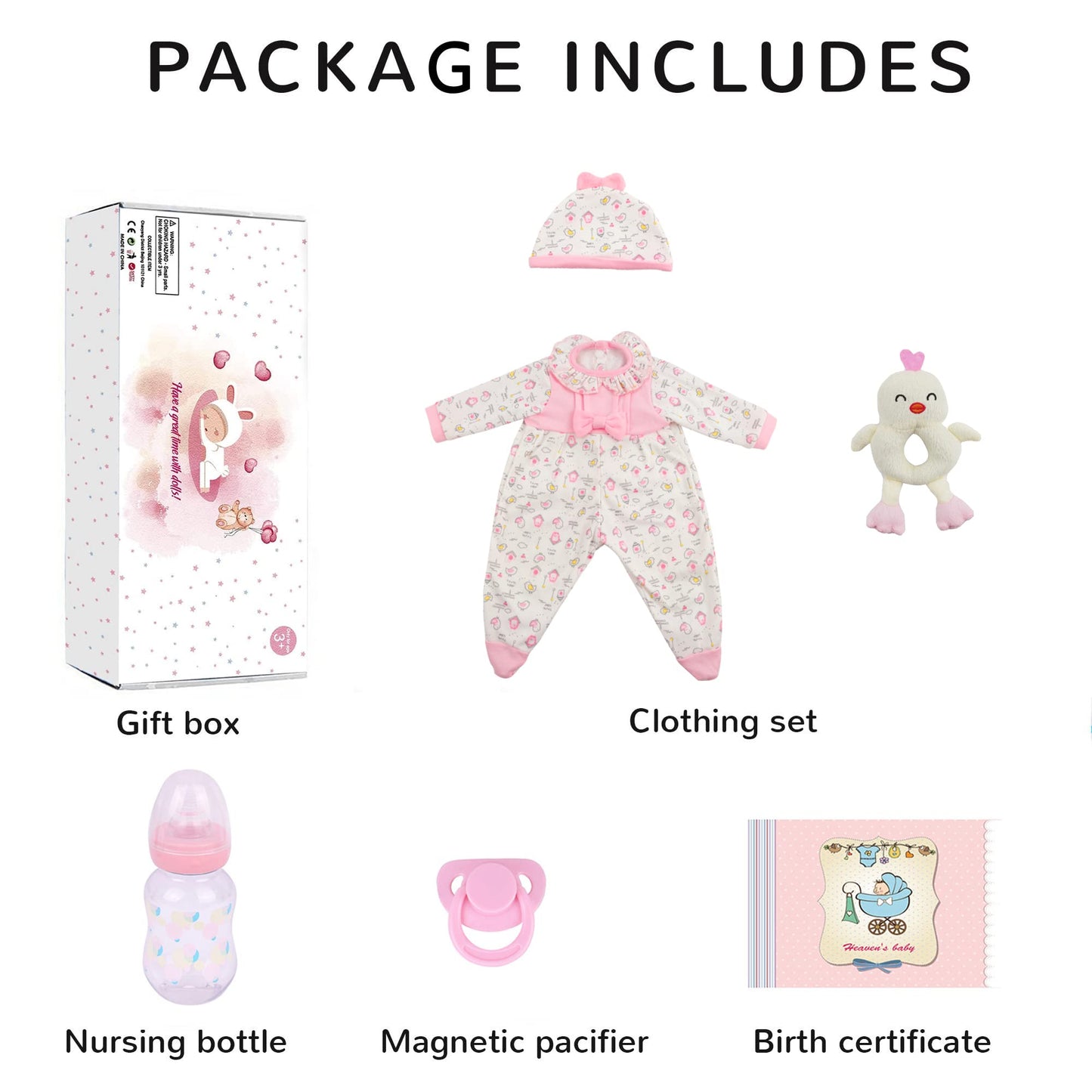 Pink Chick Bodysuit 16'' Realistic Baby Doll - Emily