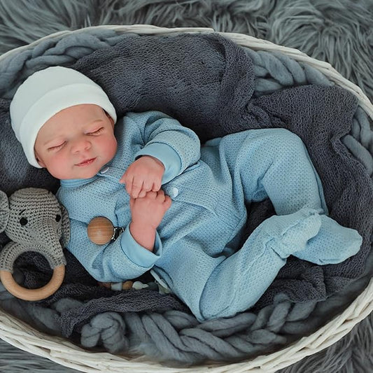 WOOROY Lifelike Reborn Baby Dolls- 18 Inch Baby Boy Doll, Full Vinyl Body Sleeping Dolls, Poseable Real Life Newborn Realborn Birthday Gift Toy with Doll Accessories for Kids 3+