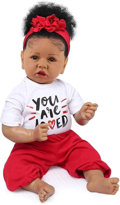 WOOROY Realistic Reborn Baby Doll Black Girl – 20 Inch Lifelike Real Life African American Newborn Doll with Soft Body Gift Set for Kids Age 3+