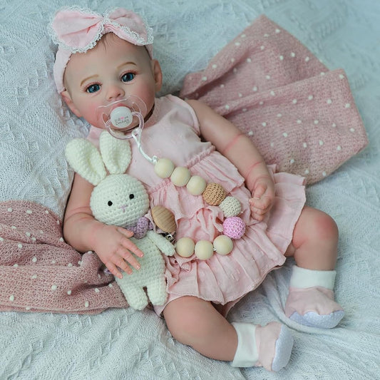 WOOROY Realistic Reborn Dolls Girl - 18 Inch Lifelike Newborn Eyes Open Doll Real Life with Soft Weighted Body, Advanced Painted Gift Set for Kids Age 3+