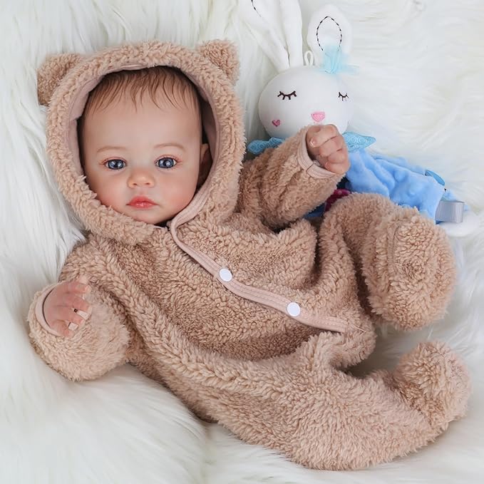 WOOROY Reborn Baby Dolls - 18 Inch Realistic Baby Doll Lifelike Full Baby Boy Real Life Baby Doll with Soft Vinyl Body can Swimming with Accessories Gifts for Kids 3+