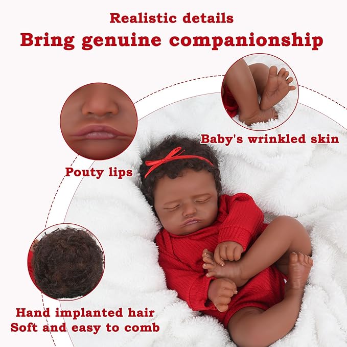 WOOROY Reborn Baby Doll - Christmas & Birthday Gift, Gift Ideas, Brown Skin, 20" Cloth Body Doll, African American & Black skin, Gifts for Kids 3+