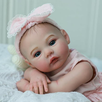 WOOROY Realistic Reborn Dolls Girl - 18 Inch Lifelike Newborn Eyes Open Doll Real Life with Soft Weighted Body, Advanced Painted Gift Set for Kids Age 3+