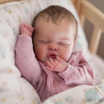 WOOROY Realistic Reborn Baby Dolls – 18-Inch Real Life Sleeping Newborn Girl, Lifelike Doll with Weighted Soft Body, Handmade Gift Toy with Accessories for Kids Age 3+