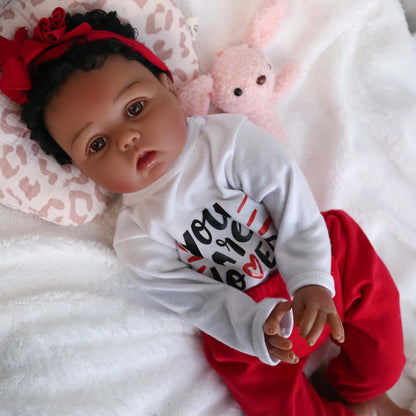 WOOROY Reborn Baby Dolls - Black, 22 inches Newborn African American Realistic Lifelike Baby Dolls for Kids Age 3+