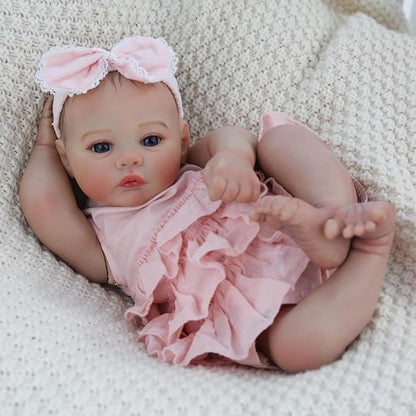 WOOROY Realistic Reborn Dolls Girl - 18 Inch Lifelike Newborn Eyes Open Doll Real Life with Soft Weighted Body, Advanced Painted Gift Set for Kids Age 3+