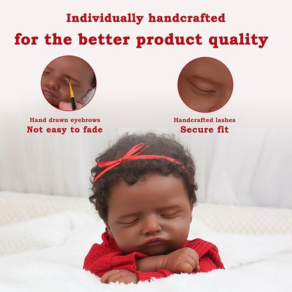 WOOROY Reborn Baby Doll - Christmas & Birthday Gift, Gift Ideas, Brown Skin, 20" Cloth Body Doll, African American & Black skin, Gifts for Kids 3+
