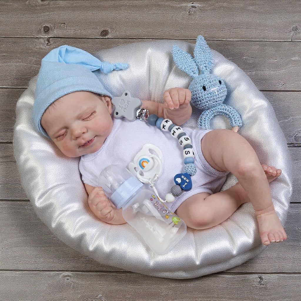 Realistic Reborn Baby Dolls Boy Pascale - 18 Inch Newborn Sleeping Baby Dolls, Lifelike Reborn Baby Dolls with Weighted Soft Cloth Body Birthday Gift Toy for Age 3+