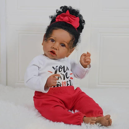 WOOROY Realistic Reborn Baby Doll Black Girl – 20 Inch Lifelike Real Life African American Newborn Doll with Soft Body Gift Set for Kids Age 3+