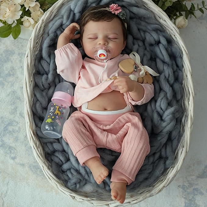 WOOROY Realistic Reborn Baby Dolls -18inch Lifelike Baby Girl with Full Body Vinyl,Christmas Birthday Gift with Accessories for Age 3+