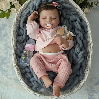 WOOROY Realistic Reborn Baby Dolls -18inch Lifelike Baby Girl with Full Body Vinyl,Christmas Birthday Gift with Accessories for Age 3+
