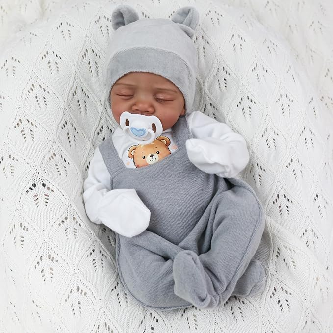 WOOROY Realistic Reborn Baby Dolls Black - 18 Inch Real Life Baby Doll African American Real Baby Boy, Lifelike Newborn Baby Doll Poseable Soft Body, Gift Set with Accessories for Kids Aged 3+