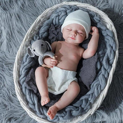 WOOROY Lifelike Reborn Baby Dolls- 18 Inch Baby Boy Doll, Full Vinyl Body Sleeping Dolls, Poseable Real Life Newborn Realborn Birthday Gift Toy with Doll Accessories for Kids 3+