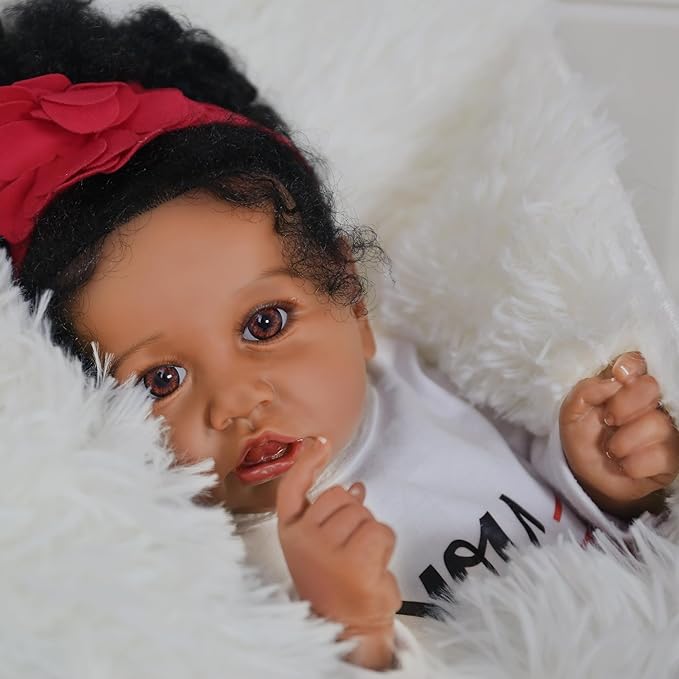 WOOROY Realistic Reborn Baby Doll Black Girl – 20 Inch Lifelike Real Life African American Newborn Doll with Soft Body Gift Set for Kids Age 3+