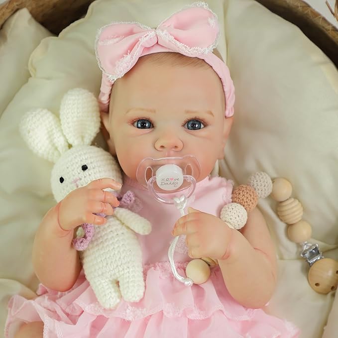 WOOROY Reborn Baby Dolls - 20 Inch Realistic Baby Doll Real Life Baby Dolls Lifelike Newborn Baby Doll Girl with Soft Full Vinyl Body and Accessories can Swimming Baby Dolls for 3+ Years Old Kids Gifts