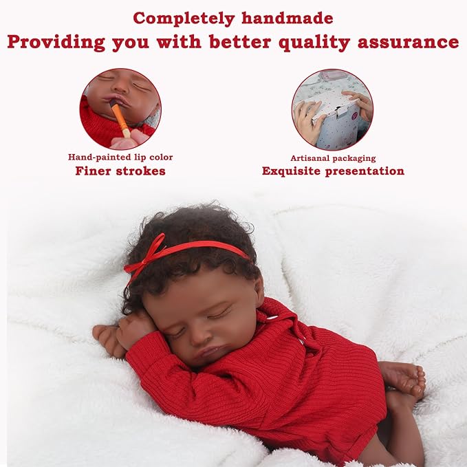 WOOROY Reborn Baby Doll - Christmas & Birthday Gift, Gift Ideas, Brown Skin, 20" Cloth Body Doll, African American & Black skin, Gifts for Kids 3+