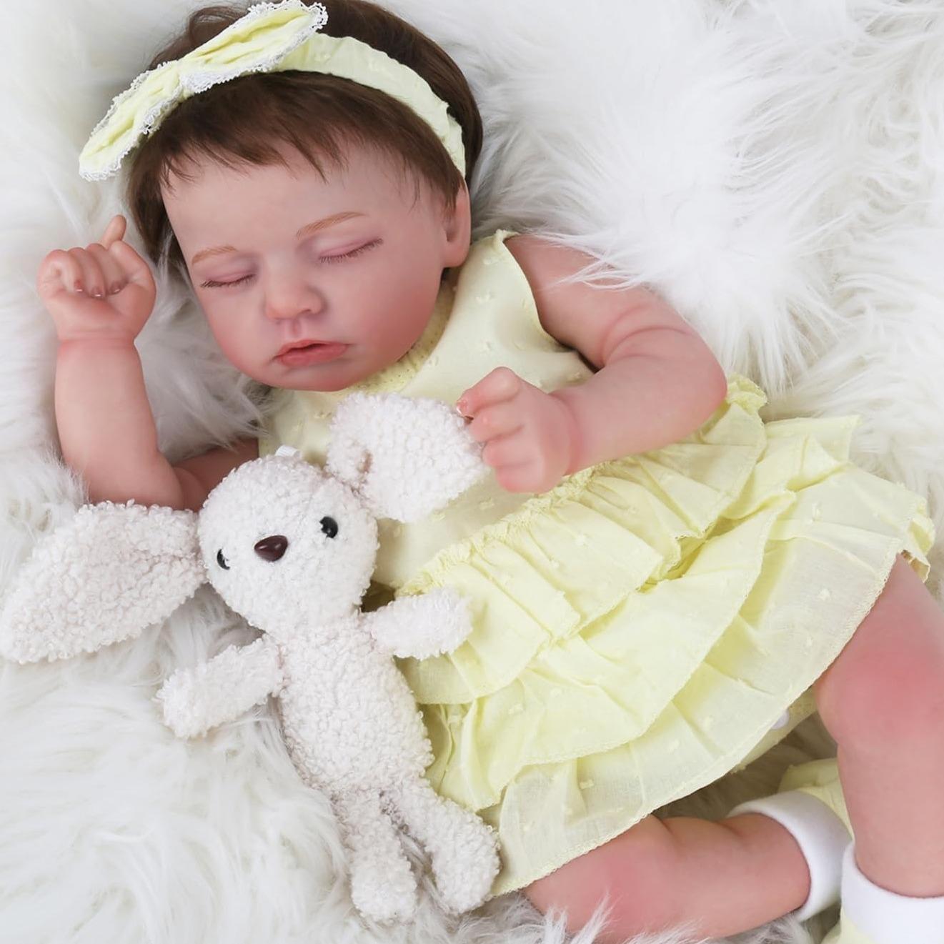 Realistic Reborn Baby Dolls - 20 Inch Sleeping Baby Doll Doris with Pink Outfit, Soft Weighted Lifelike Newborn Baby Doll Girl Cloth Body Poseable Real Life Baby Dolls Birthday Gift for Kids Age 3+