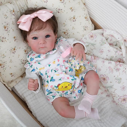 WOOROY Realistic Reborn Baby Dolls - 18 Inch Lifelike Newborn Baby Dolls Girl Real Life Soft Body Baby Doll Gift Toy with Feeding Accessories for Kids Age 3+