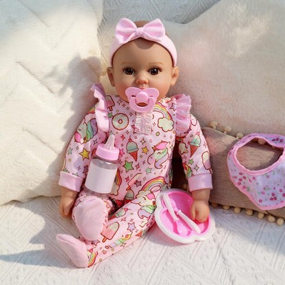 WOOROY Baby Dolls, 17 Inches Large Realistic Baby Doll with Cute Soft Body, Real Life Baby Dolls Girl, with Bottles & Pacifier, Diapers and Bibs, Gift Idea for Ages 3+