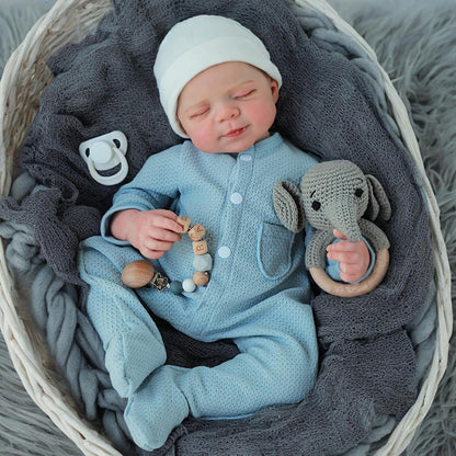 WOOROY Lifelike Reborn Baby Dolls- 18 Inch Baby Boy Doll, Full Vinyl Body Sleeping Dolls, Poseable Real Life Newborn Realborn Birthday Gift Toy with Doll Accessories for Kids 3+