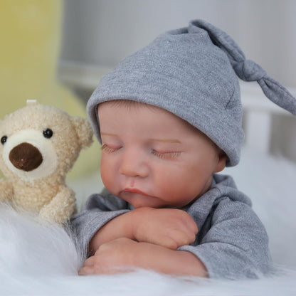 WOOROY Realistic Reborn Baby Dolls - 18 Inch Full Vinyl Body Lifelike Reborn Boy Doll Poseable Real Life Newborn Sleeping Baby Dolls Gift Toys with Accessories for Kids Age 3+