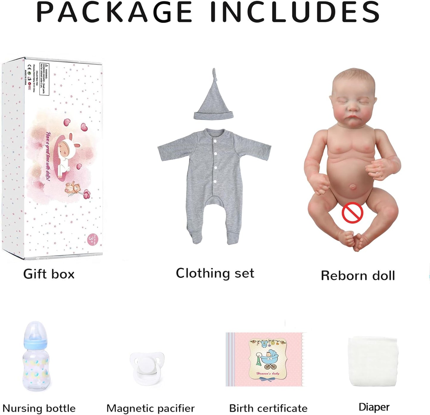 WOOROY Realistic Reborn Baby Dolls - 18 Inch Full Vinyl Body Lifelike Reborn Boy Doll Poseable Real Life Newborn Sleeping Baby Dolls Gift Toys with Accessories for Kids Age 3+