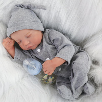 WOOROY Realistic Reborn Baby Dolls - 18 Inch Full Vinyl Body Lifelike Reborn Boy Doll Poseable Real Life Newborn Sleeping Baby Dolls Gift Toys with Accessories for Kids Age 3+
