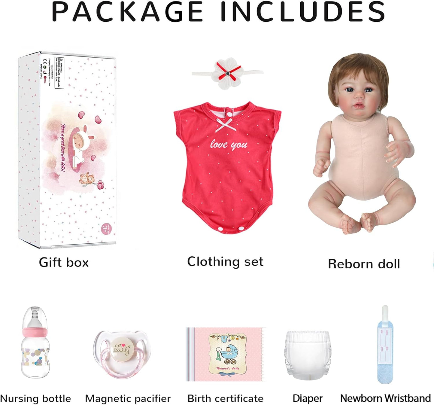 WOOROY Realistic Reborn Baby Dolls - 18 Inch Lifelike Newborn Baby Girl, Real Baby with Soft Weighted Body, Real Life Reborn Dolls Gift Set for Kids Age 3+
