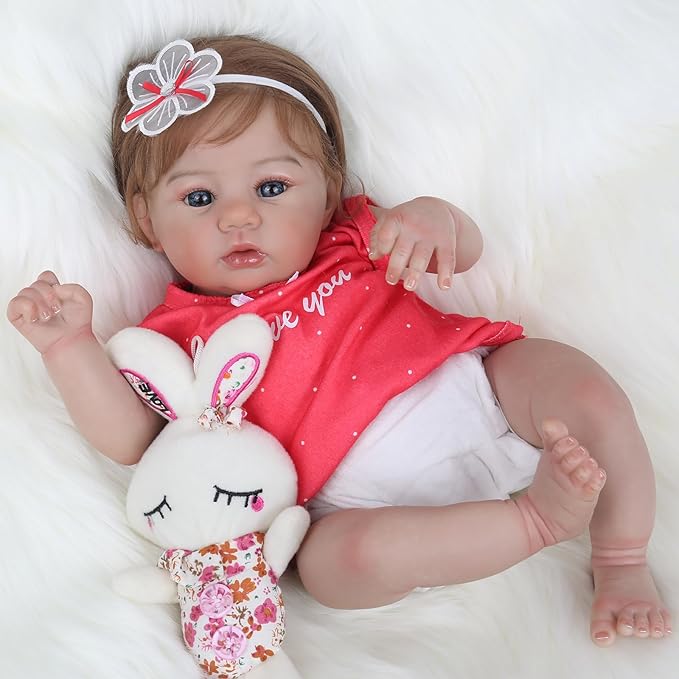 WOOROY Realistic Reborn Baby Dolls - 18 Inch Lifelike Newborn Baby Girl, Real Baby with Soft Weighted Body, Real Life Reborn Dolls Gift Set for Kids Age 3+
