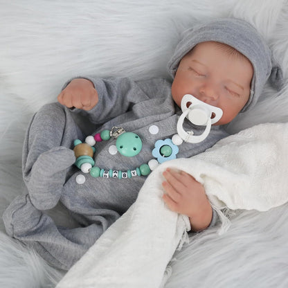 WOOROY Realistic Reborn Baby Dolls - 18 Inch Full Vinyl Body Lifelike Reborn Boy Doll Poseable Real Life Newborn Sleeping Baby Dolls Gift Toys with Accessories for Kids Age 3+