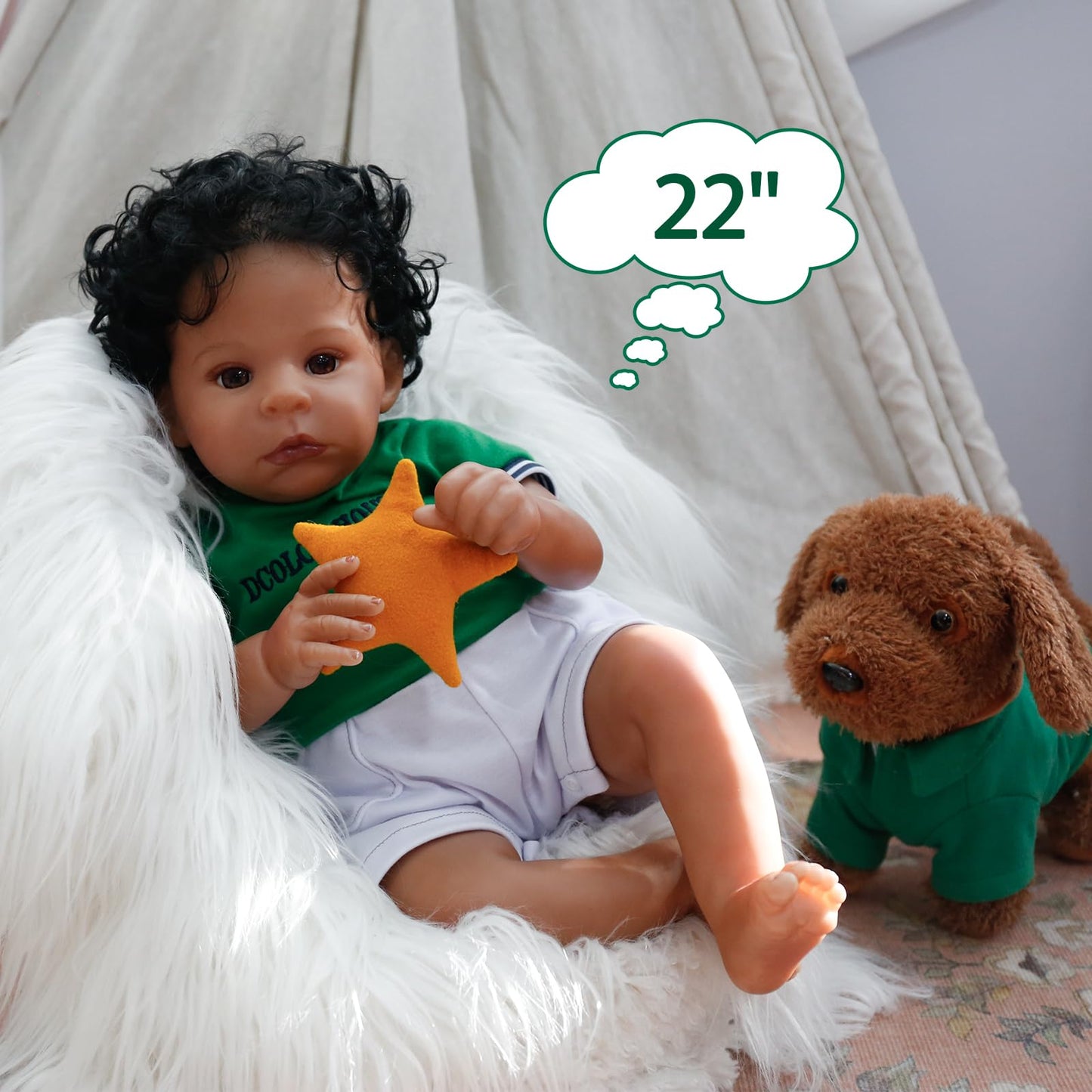 Green Romper Set 22'' Realistic Baby Doll - Ken
