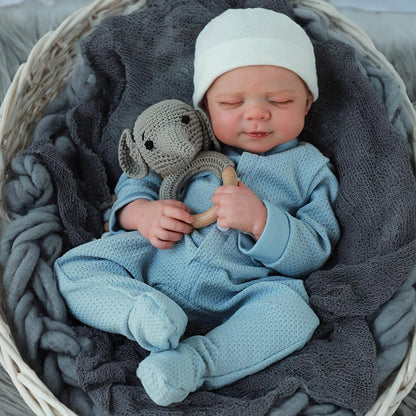 WOOROY Lifelike Reborn Baby Dolls- 18 Inch Baby Boy Doll, Full Vinyl Body Sleeping Dolls, Poseable Real Life Newborn Realborn Birthday Gift Toy with Doll Accessories for Kids 3+