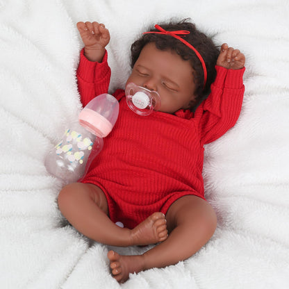 WOOROY Reborn Baby Doll - Christmas & Birthday Gift, Gift Ideas, Brown Skin, 20" Cloth Body Doll, African American & Black skin, Gifts for Kids 3+