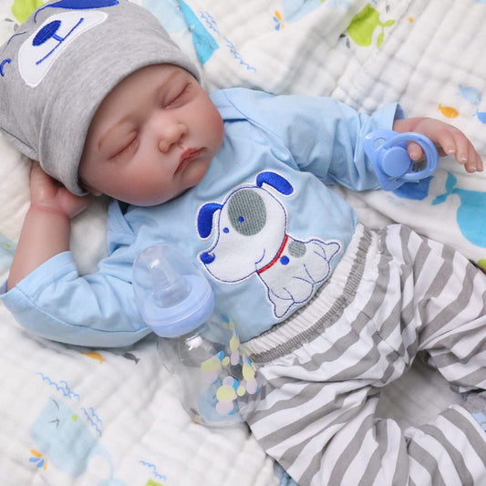 22 Inch Lifelike Newborn Baby Boy Doll, Weighted Realistic Reborn Toddler Dolls That Look Real, Amazing Gift Doll for Kids Age 3+