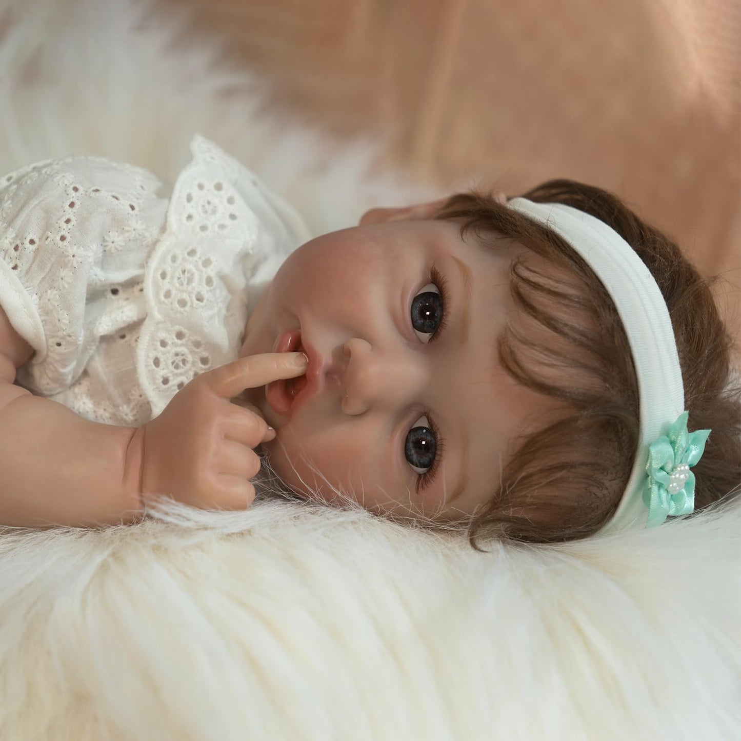 White Flower Romper 20'' Realistic Baby Doll - Saskia